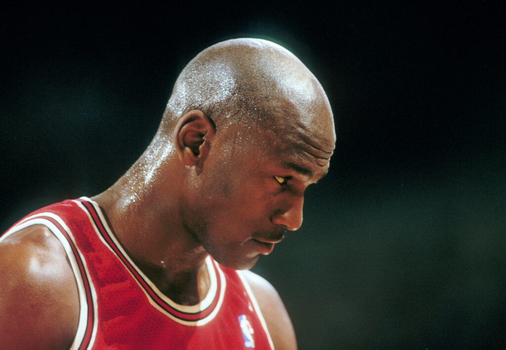 Michael Jordan Chicago Bulls Close-Up Shot Wallpaper - Celebrity Basketball Player in Action