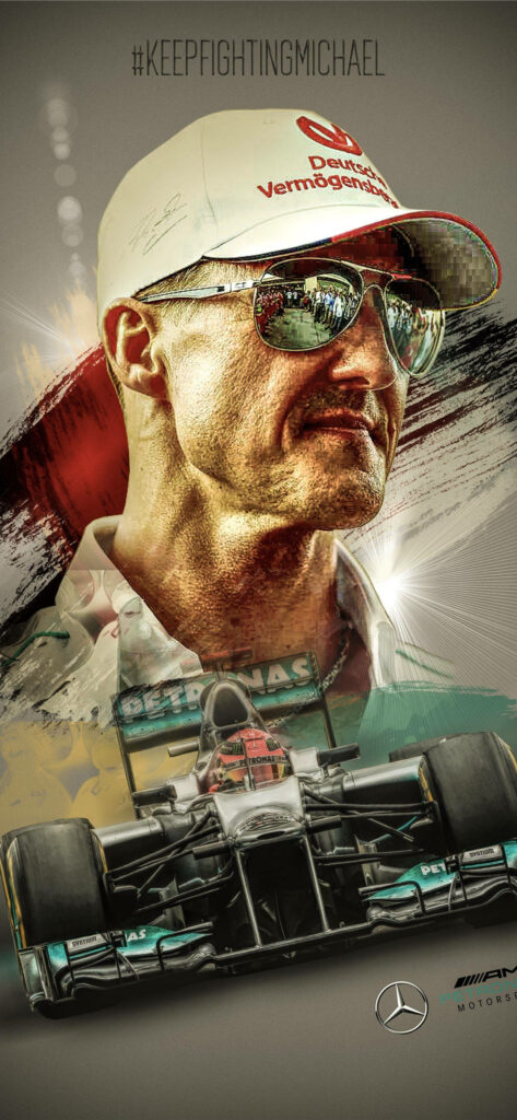 Michael Schumacher Iconic Wallpaper: Legend & F1 Car Blend