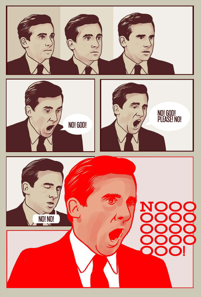 Funny Michael Scott Wallpaper: Iconic 'No, God, Please No!' Art