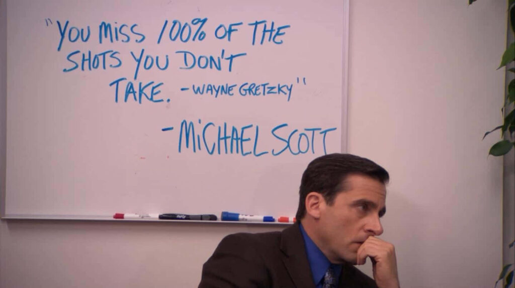 Michael Scott Wallpaper: Comedic Quote on Whiteboard Background