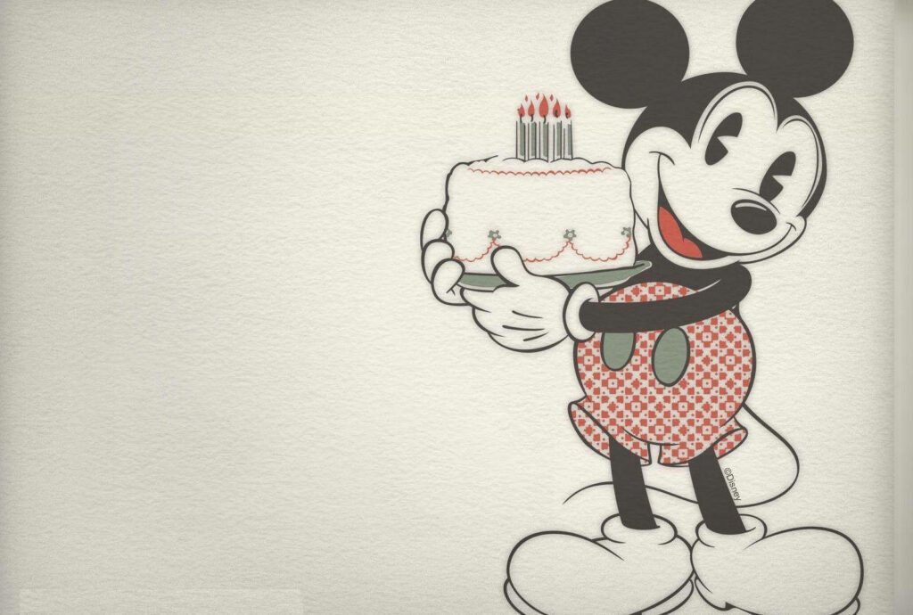 Mickey Mouse Birthday Cake Wallpaper - Cheerful Festive Background