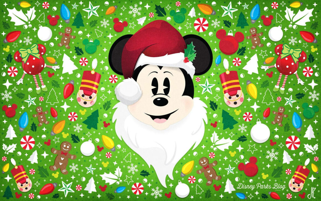 Mickey Mouse Spreads Holiday Cheer in Festive Santa Attire - Disney Christmas Extravaganza Wallpaper