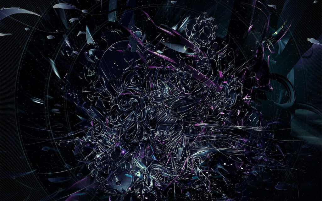 Dark art wallpaper with swirling purple and blue vortex creating midnight mystique and depth