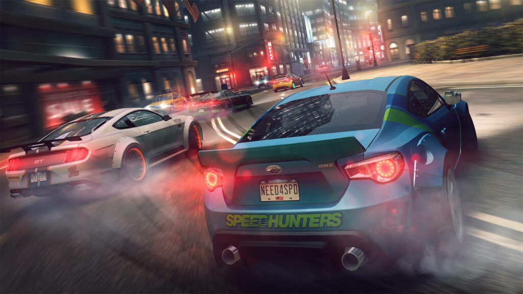 Nighttime Street Racing in Need for Speed - Mesmerizing 3D Cityscape with Fast Cars Wallpaper