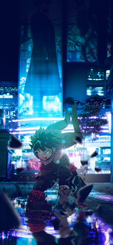 Dual Heroes Unleashed: Midoriya and All Might Strike a Dynamic Pose in Vibrant Anime Illustration - Perfect HD Phone Wallpaper Background!