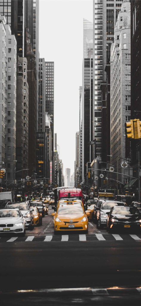 Vibrant Midtown Manhattan Wallpaper: Iconic Skyscrapers & Taxis