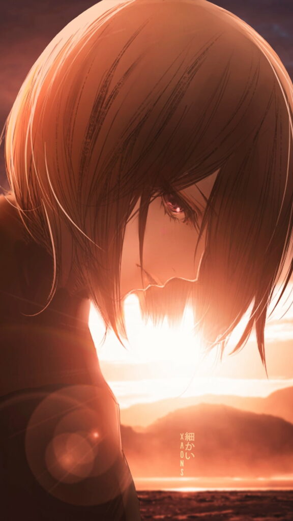 Close-up Captivating Shot of Mikasa Ackerman from Attack on Titan: Ideal HD Phone Wallpaper for Anime Aficionados