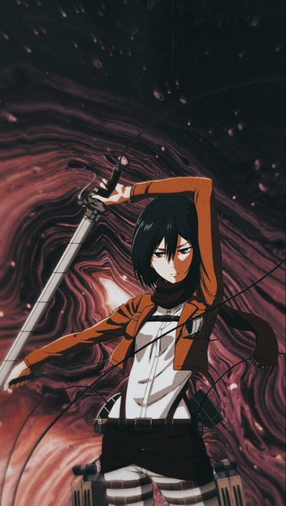 Mikasa Ackerman: Unyielding Guardian amidst the Chaos Wallpaper