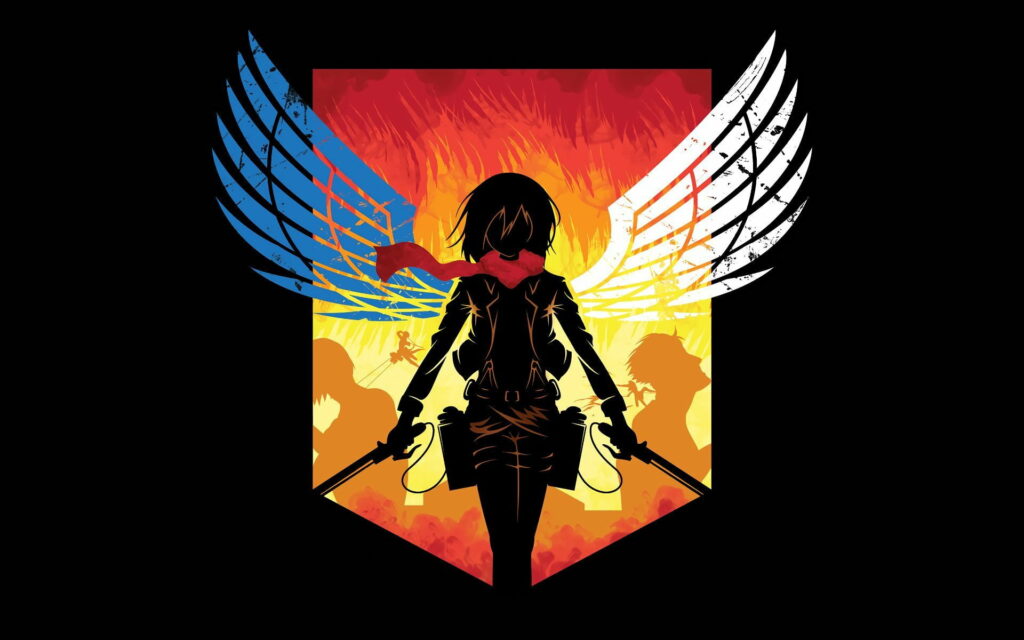 Warrior's Gaze: An Epic Mikasa Ackerman Wallpaper from Attack on Titan