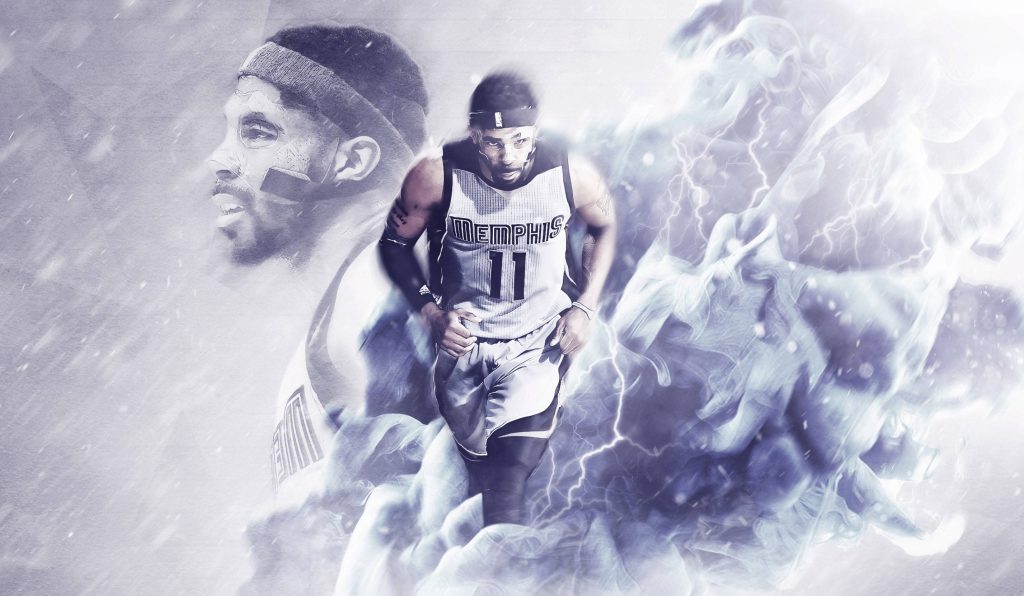Mike Conley Memphis Grizzlies wallpaper dynamic blue lightning smoke digital art design background