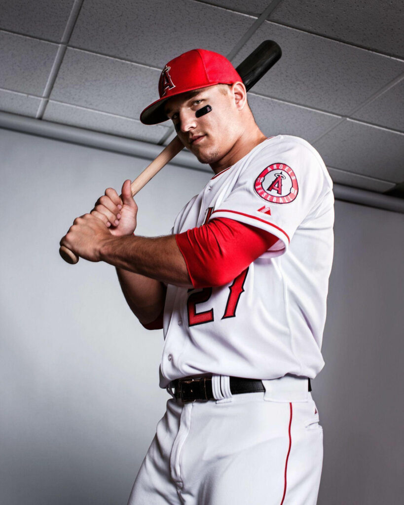 Mike Trout Wallpaper: Professional Athlete in Action Background