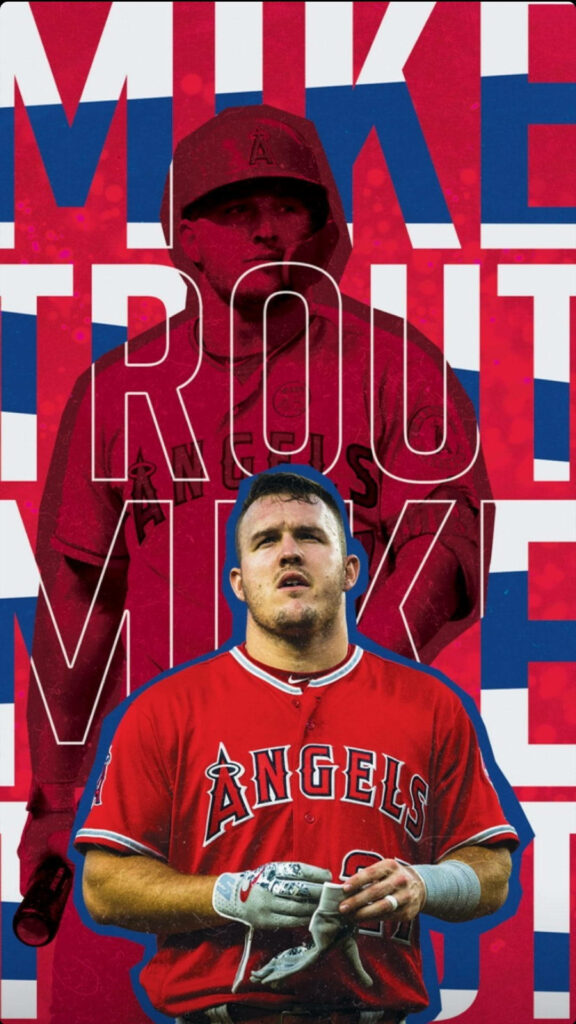 Vibrant Mike Trout Wallpaper: Los Angeles Angels Jersey #27 Background