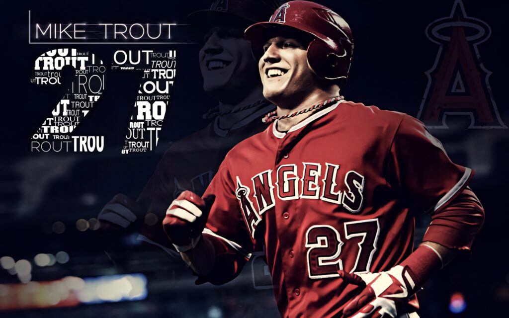 Mike Trout Wallpaper: Los Angeles Angels Star #27 in Action