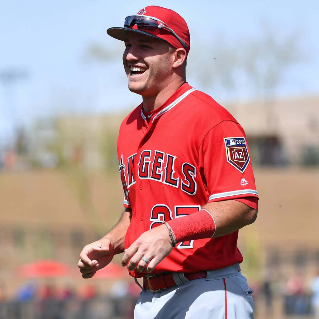 Vibrant Mike Trout Wallpaper: Los Angeles Angels Player Background