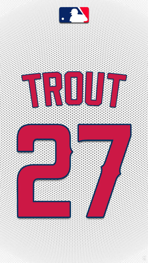 Mike Trout White Jersey Wallpaper: Bold 27 on Textured Background