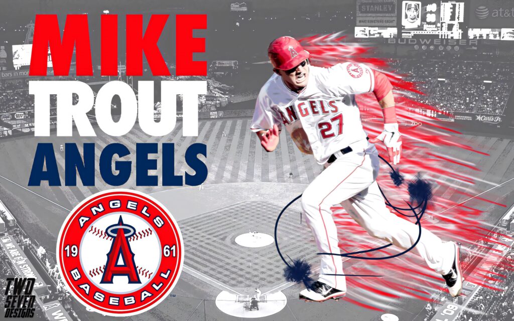 Mike Trout Baseball Wallpaper - LA Angels Logo & Stadium Background