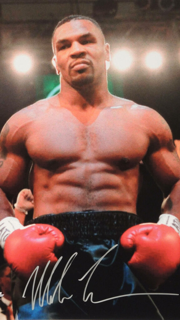Mike Tyson 4K Autographed Wallpaper: Legendary Boxer in Action