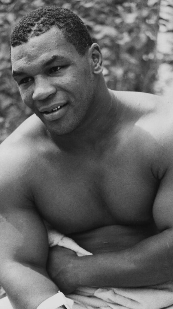 Classic Black-and-White Mike Tyson Wallpaper Background