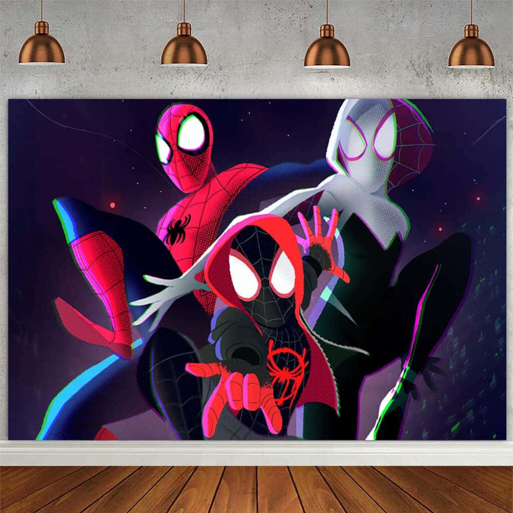 Spider-Verse Wallpaper: Miles Morales & Spider-People in Action - City Nightscape Background
