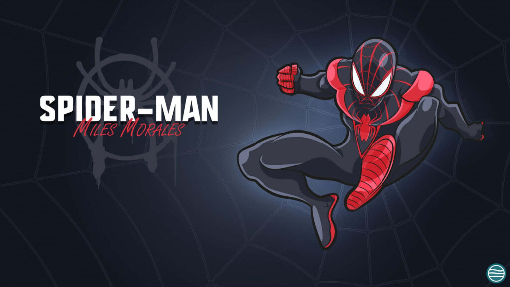 Spider-Man Miles Morales Wallpaper - Action Pose with Spider Web Motif - Superhero Background Art - Dynamic Image