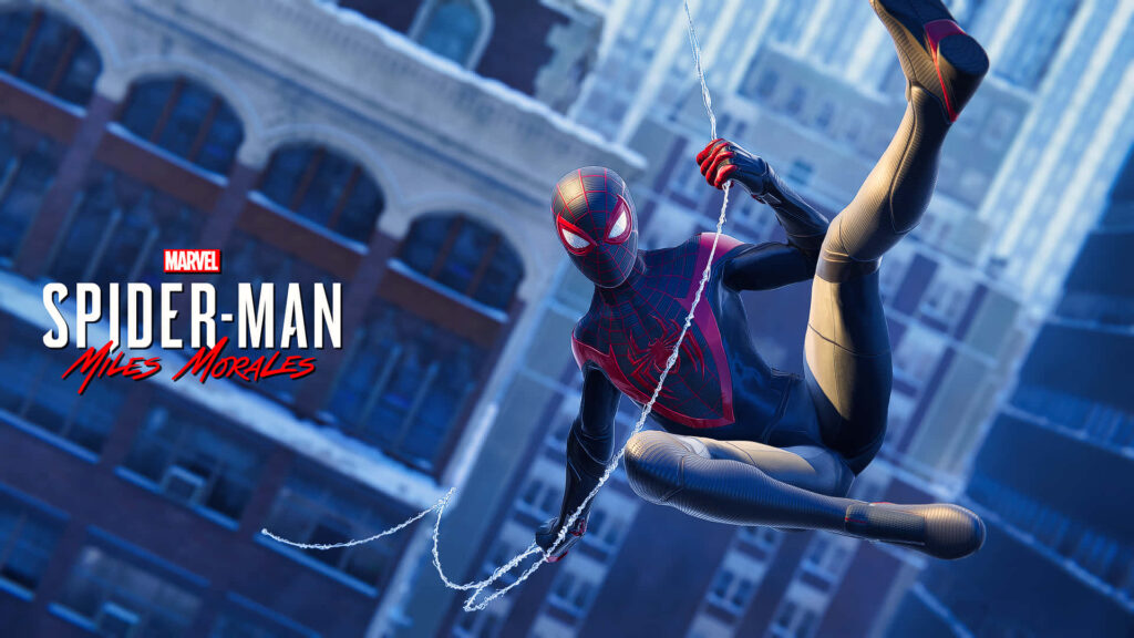 Spidey's Urban Canvas: Miles Morales Immersive Backdrop Wallpaper