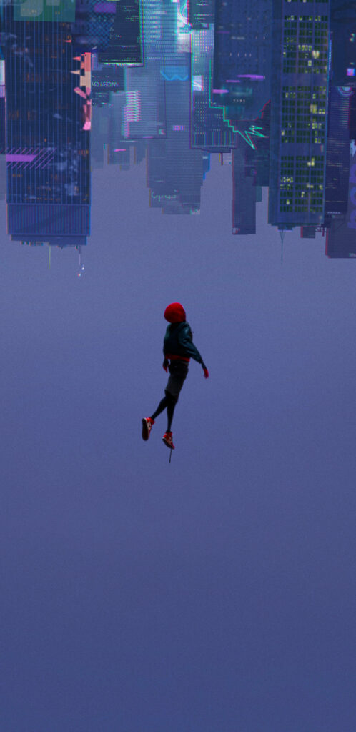 Miles Morales Spider-Man Night Cityscape Leap Urban Modern Wallpaper