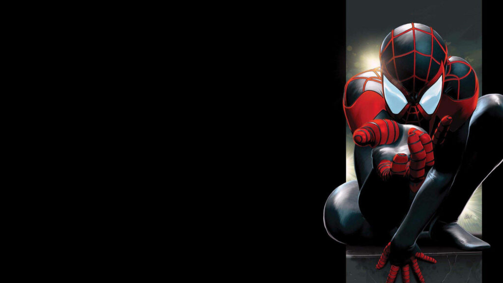 Miles Morales Spider-Man Wallpaper in Black and Red Suit: Ready to Swing into Action