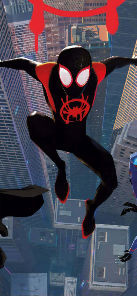 Spidey Soars above the City in Epic Miles Morales iPhone Art Wallpaper
