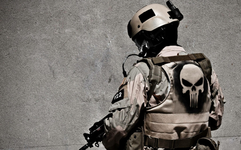 Punishing Camouflage: The Military Might of the Punisher Wallpaper