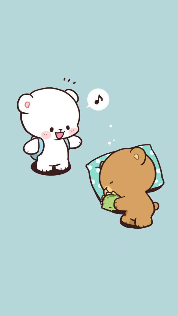Milk Bear and Mocha Bear on an Adventure, accompanied by their Dinosaur Pal, Matcha Wallpaper