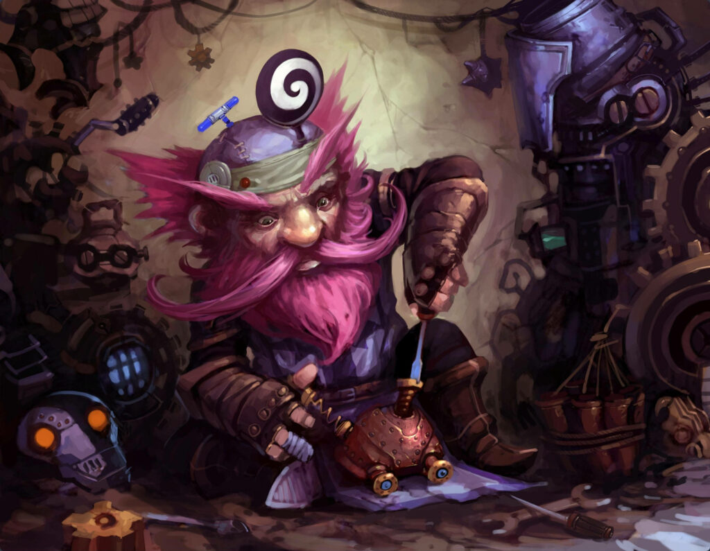 Mind Control Tech Gnome Wallpaper: Whimsical Hearthstone Art