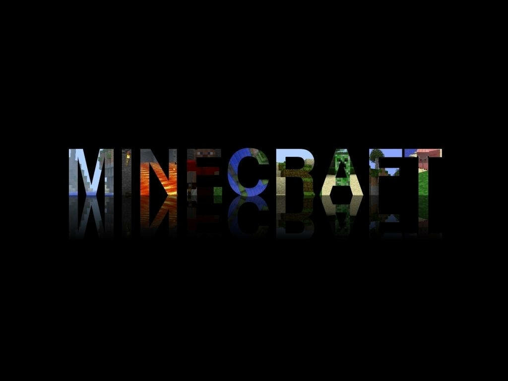 Incorporating Minecraft's Iconic Landmarks: A Majestic Logo Unveiled Against a Timeless Black Canvas Wallpaper
