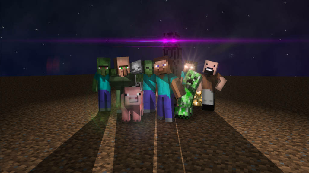 Minecraft Crew Embraces Solitude Amidst Enigmatic Twilight - Mesmerizing 1280x720 Wallpaper