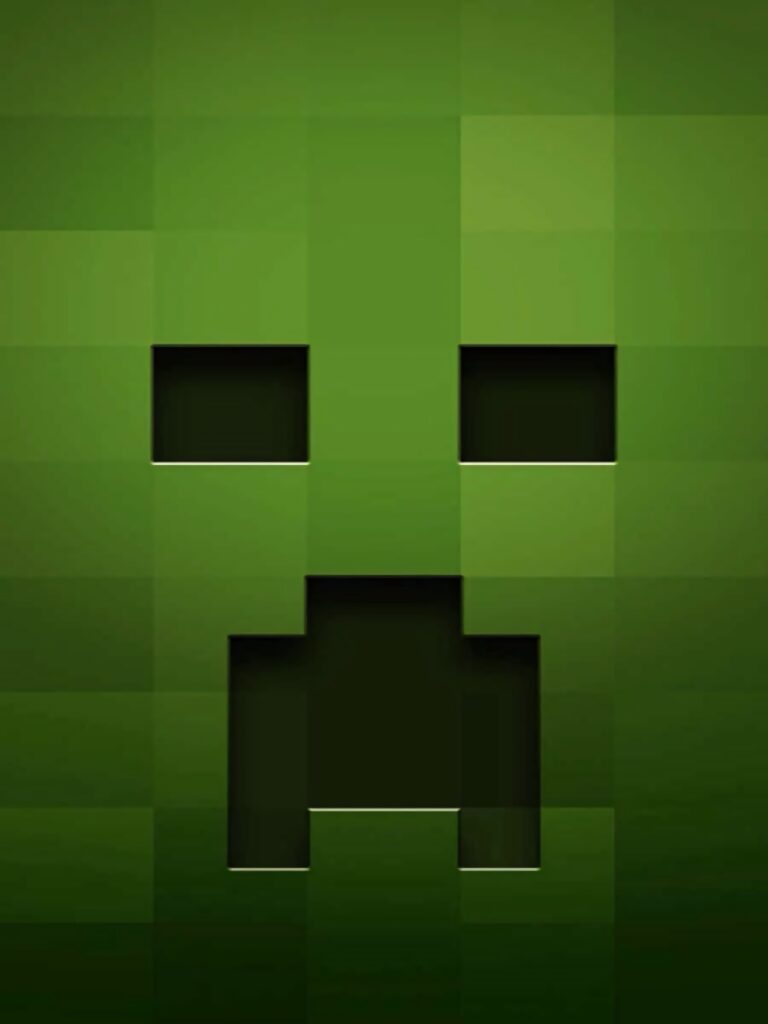 Minecraft Creeper face wallpaper vibrant green pixelated minimalist blocky game design background
