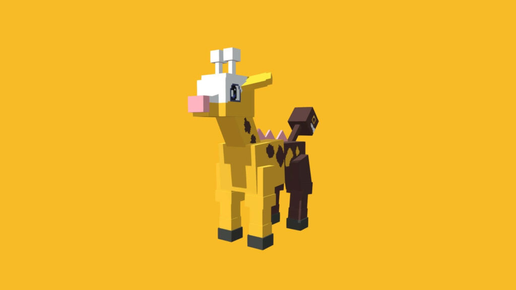 Minecraft Girafarig Wallpaper: Pixel Art on Vibrant Yellow Background