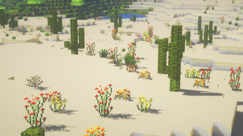 Minecraft Oasis: Aesthetic Cactus Plants Wallpaper