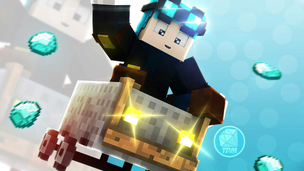 Journeying Back in Time: Minecraft Time Machine Mod Soaring in Diamond-Coated Cart Amidst a Serene White and Blue Backdrop Wallpaper