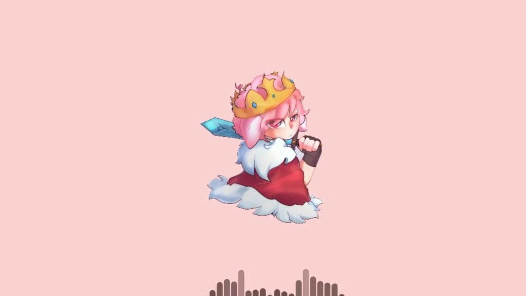 Technoblade: The Adorable Animated Warrior Embracing his Sword in a Soft Pink Delight Wallpaper