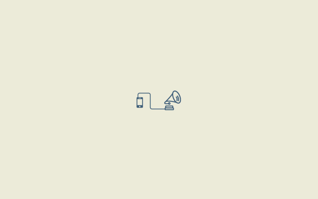 Minimalist Desktop Wallpaper: Phone & Gramophone Line Drawing