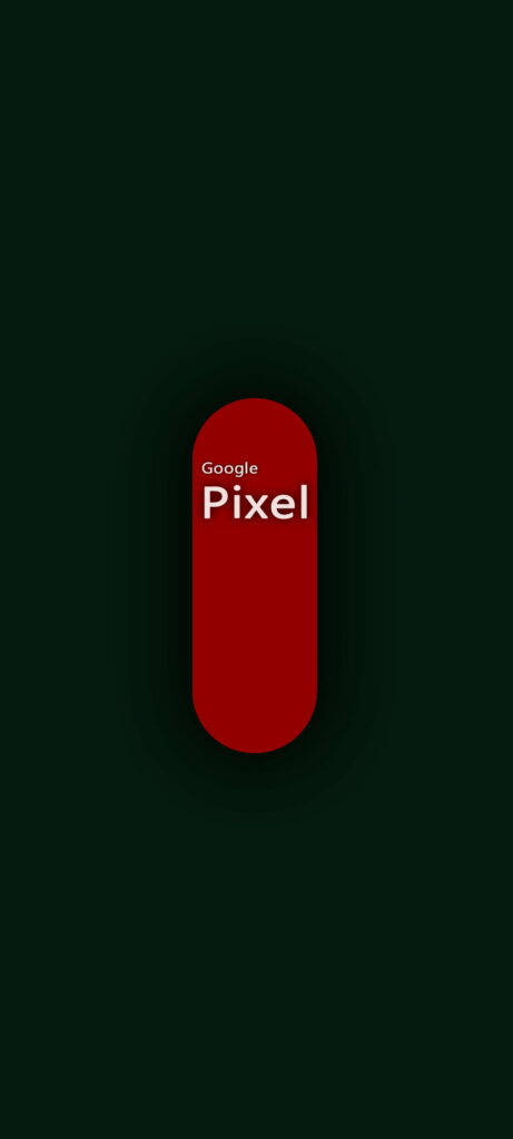Minimalist Google Pixel wallpaper with bold red pill on black AMOLED background for OLED screens