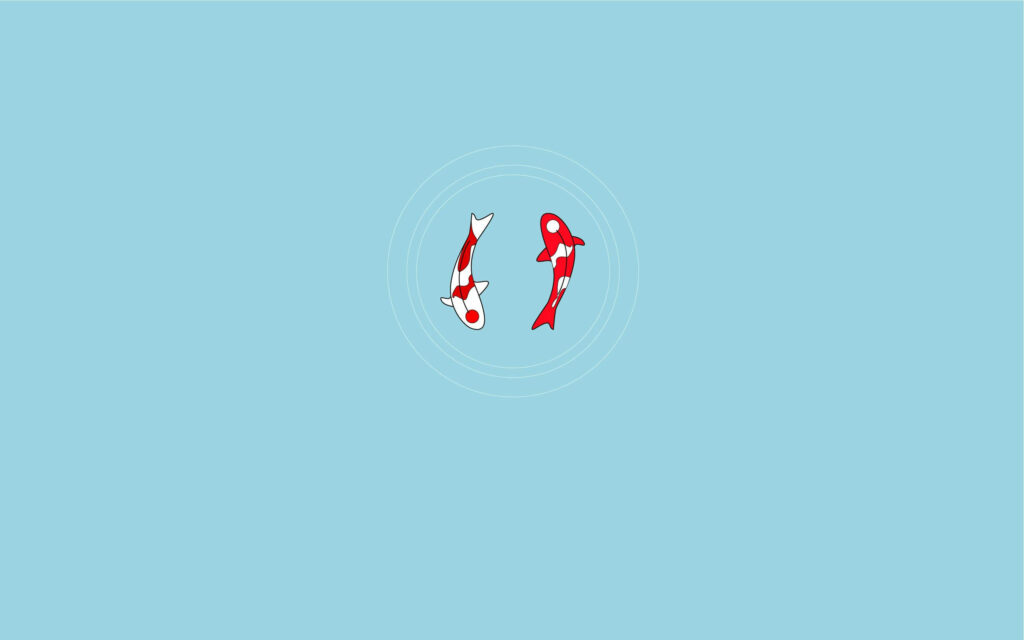 Calming Blue Background: Minimalist Koi Fish Wallpaper Design