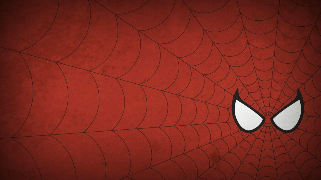 Minimal Spiderman HD wallpaper with bold red web design and iconic white Spiderman eyes