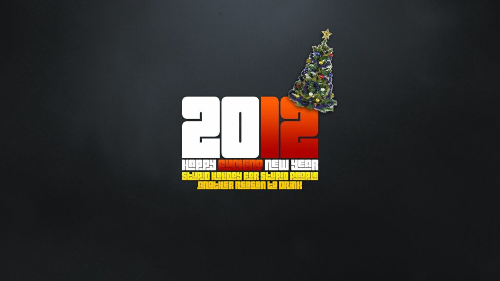 Minimalist 2012 New Year Wallpaper with Festive Christmas Tree