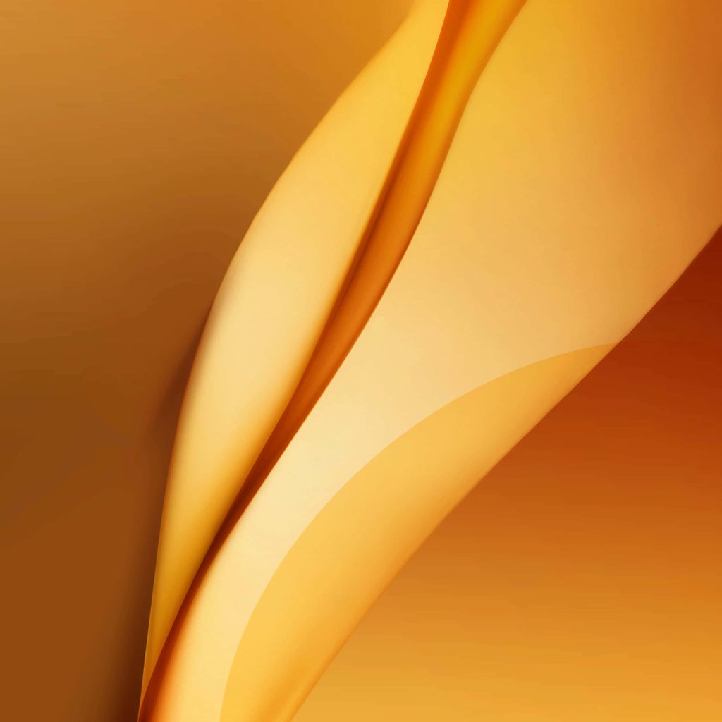 Minimalist 3D abstract wallpaper with smooth curves in warm vibrant orange and golden yellow tones