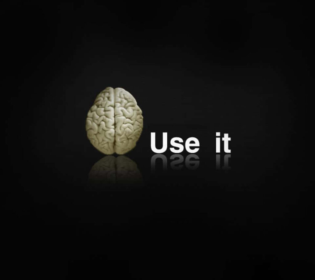 Minimalist 3D Brain Model Wallpaper with Motivational Text