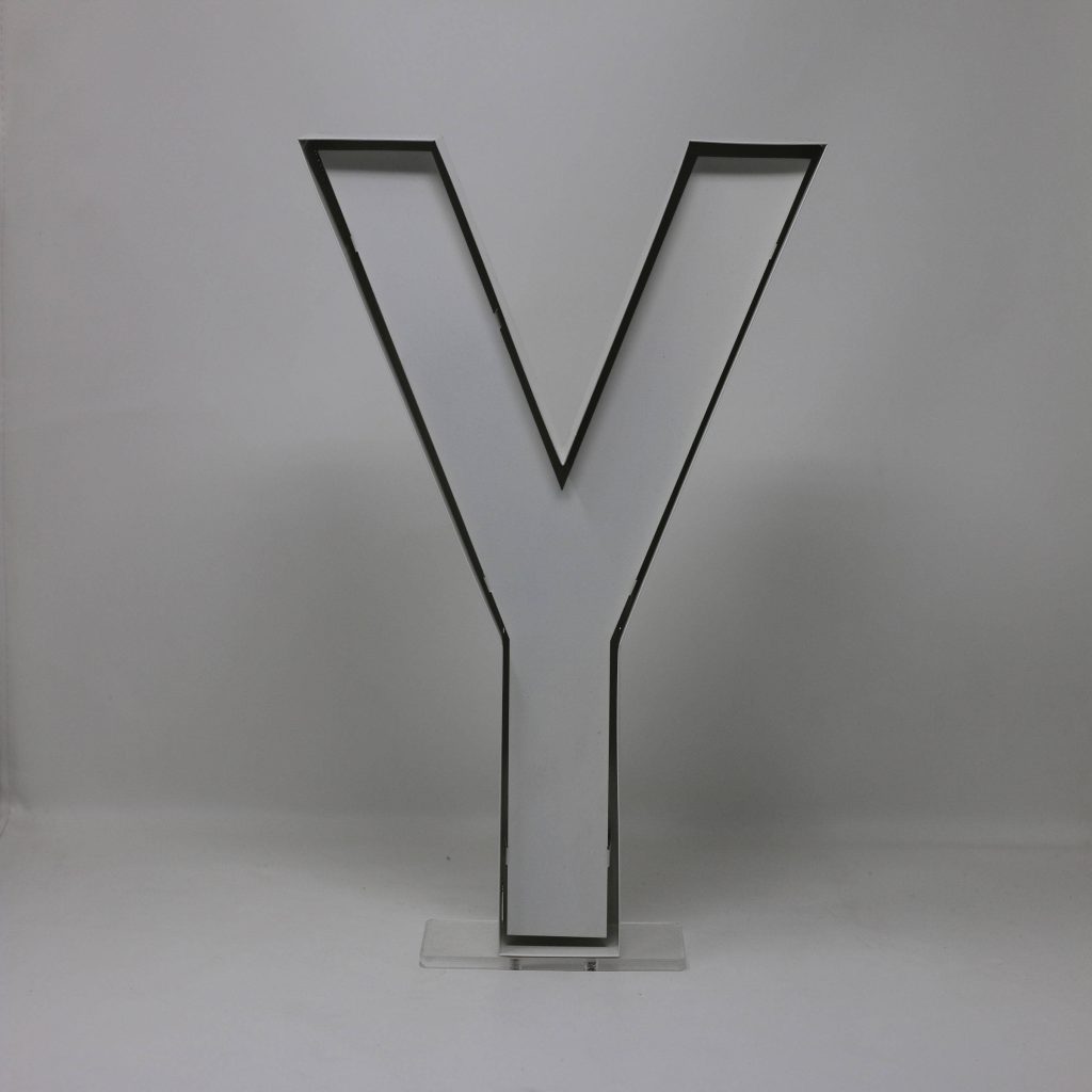Minimalist 3D letter Y on transparent base with modern sleek design on grey background Wallpaper