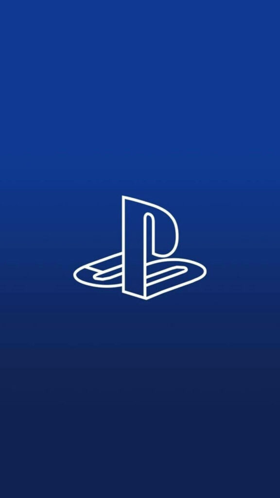 Minimalist 3D PlayStation Logo Wallpaper on Blue Gradient Background