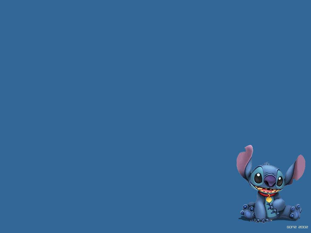 Minimalist 3D Stitch-Inspired Wallpaper: Clean Blue Background Design