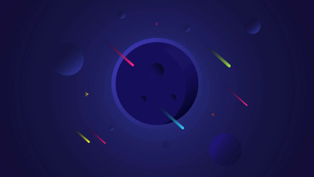 Serene 4K Deep Blue Space Wallpaper with Celestial Bodies & Meteors