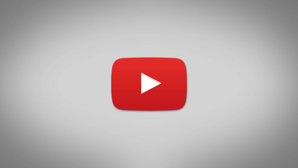 Minimalist 4K YouTube red button logo on smooth gray gradient background wallpaper